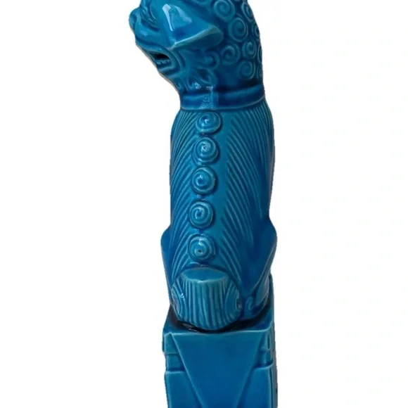 Vintage Chinese Foo Dog Turquoise Blue Glazed Porcelain - Picture 5 of 12